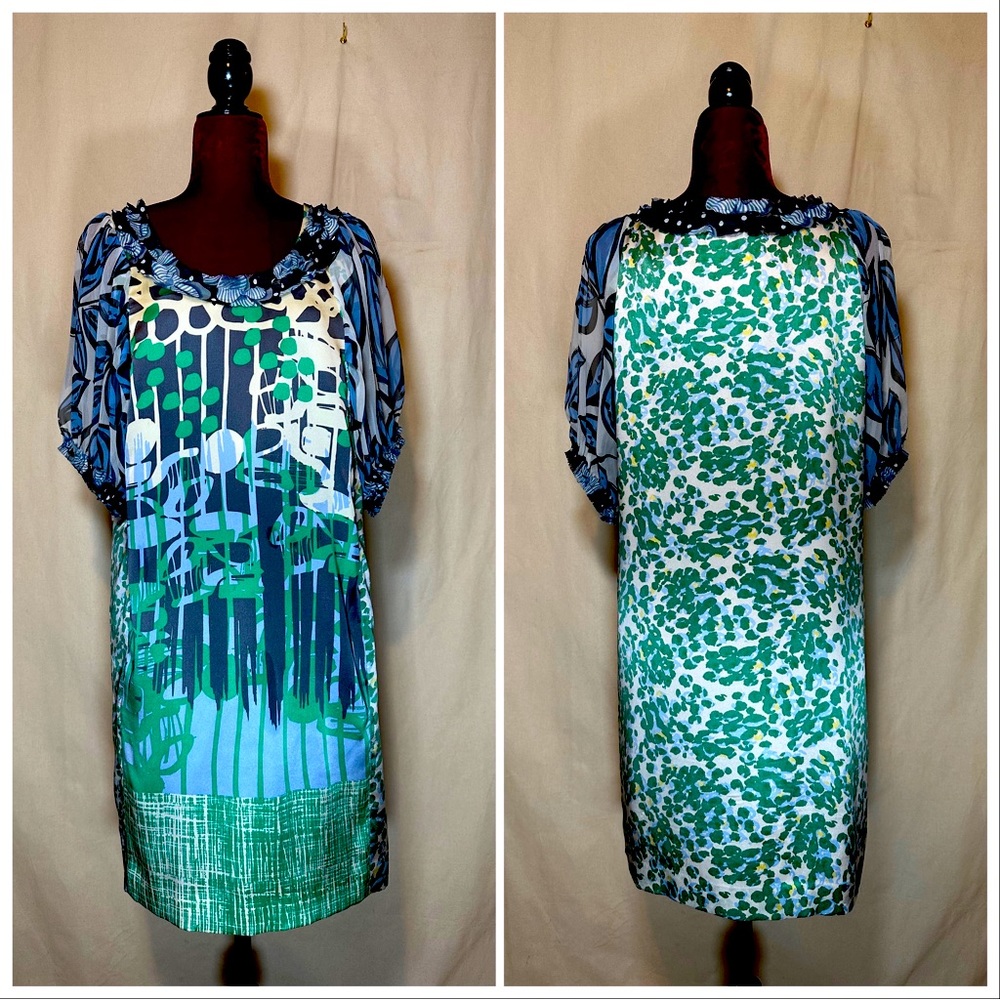 Hanii Y. Abstract silk satin mini dress medium